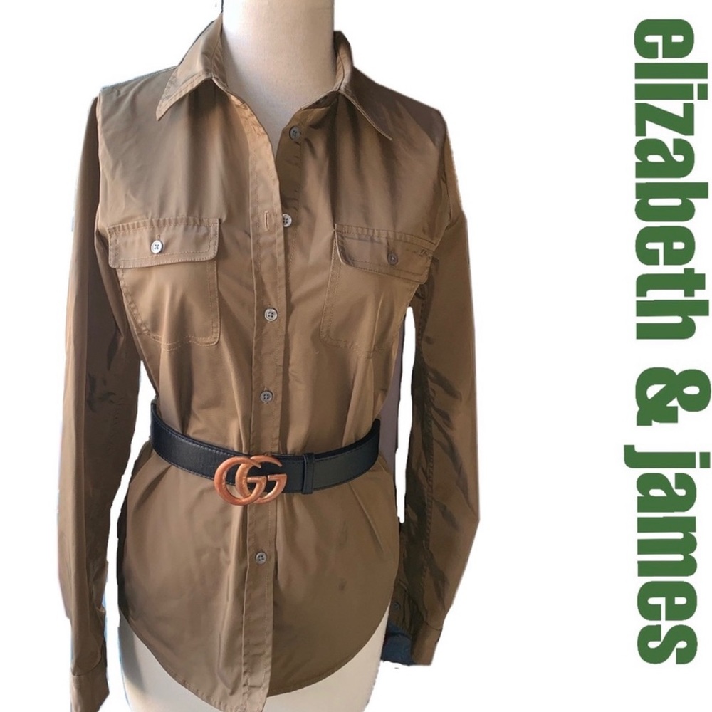 Elizabeth & James “Bonfire” Army Green Button Down Shirt.